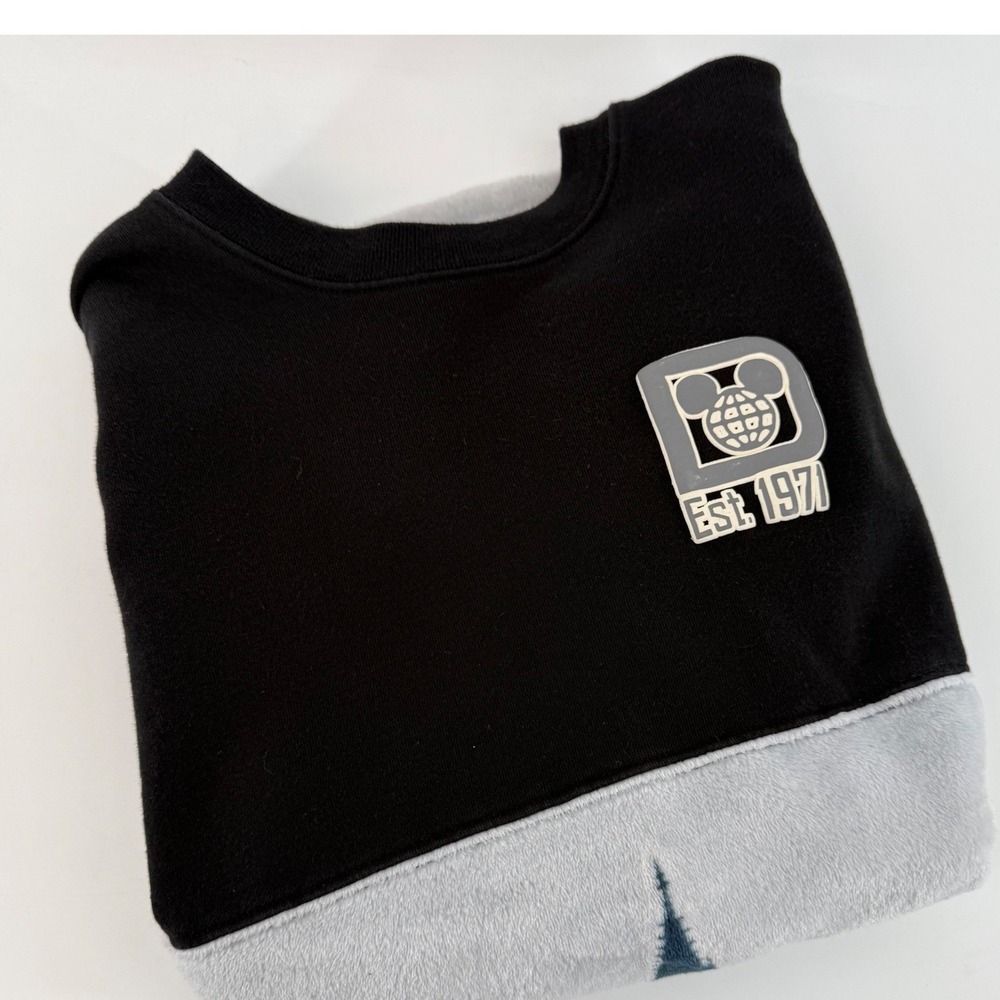 Disney Spirit Jersey Walt Disney World Castle‎ Fireworks Fleece Top Black Grey L